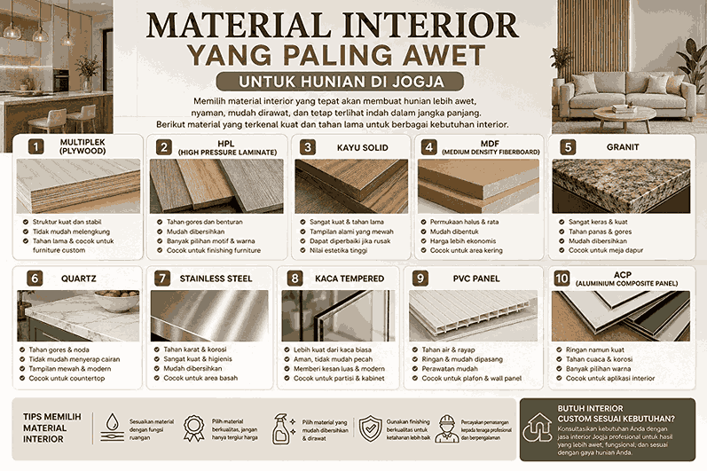 material interior yang paling awet untuk hunian di Jogja.